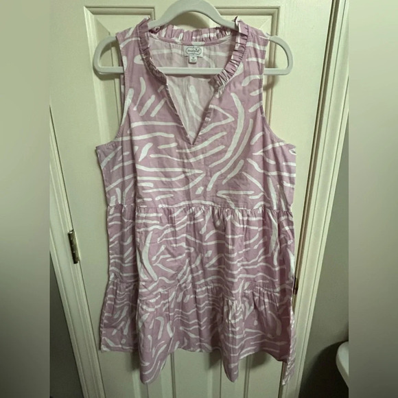 Mud Pie Women’s Sleeveless Tiered Ruffle Lilac White Mini … - Picture 1 of 4